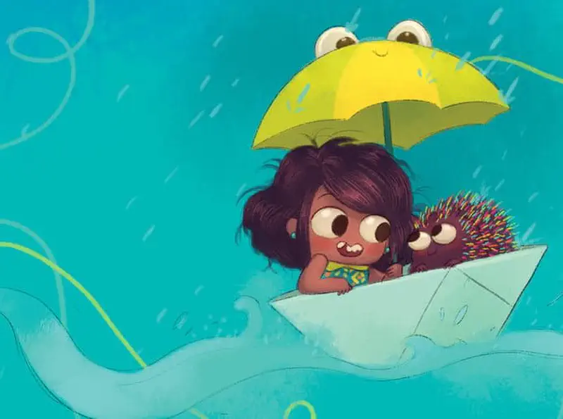 Boy hugging tan puppy close with both smiling contentedly