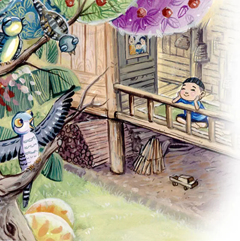 Girl smiling watching free bird fly happily in nature