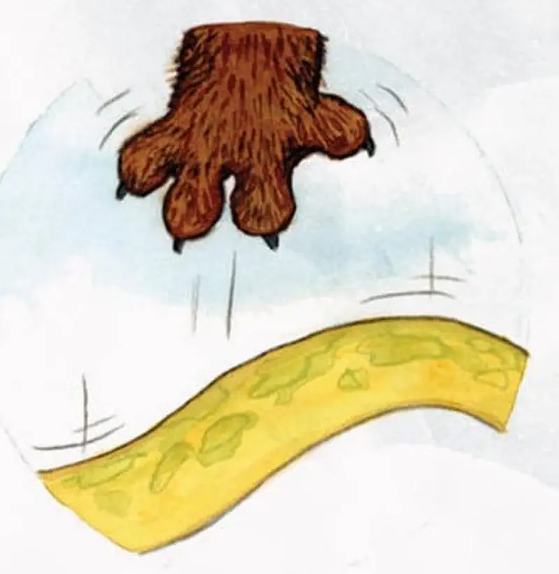 A mongoose's paw reaches down toward a spotted yellow snake falling through the air.