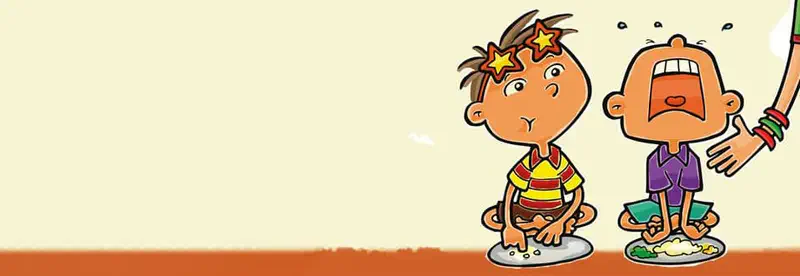 Two boys stand looking upset - one with star sunglasses looks annoyed while the other cries with a parent's hand on his shoulder.