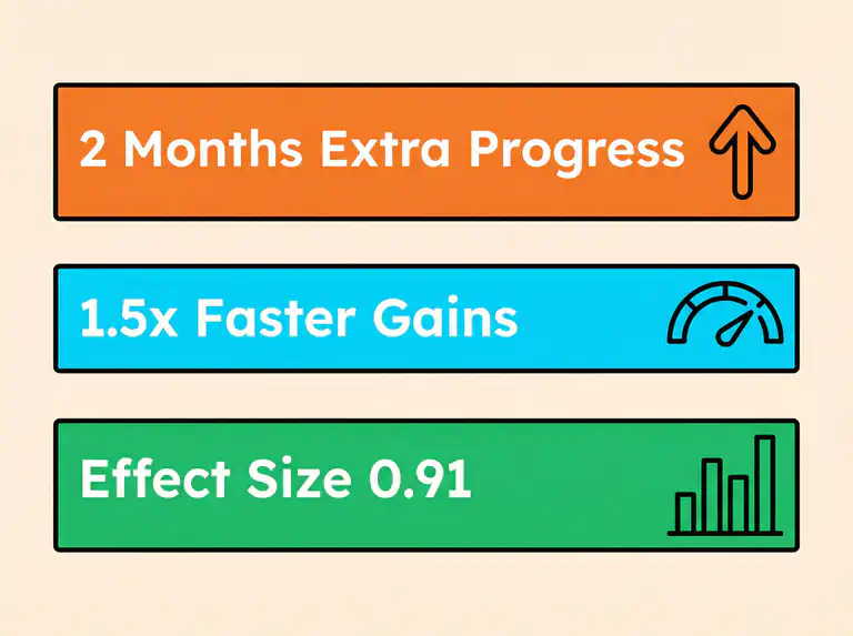 Infographic showing research findings on paired reading: 2 months extra progress, 1.5x gains, effect size 0.91